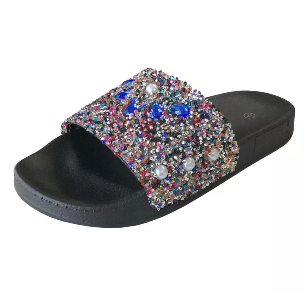 Women's Rhinestone Slide Sandals Slip On Flops